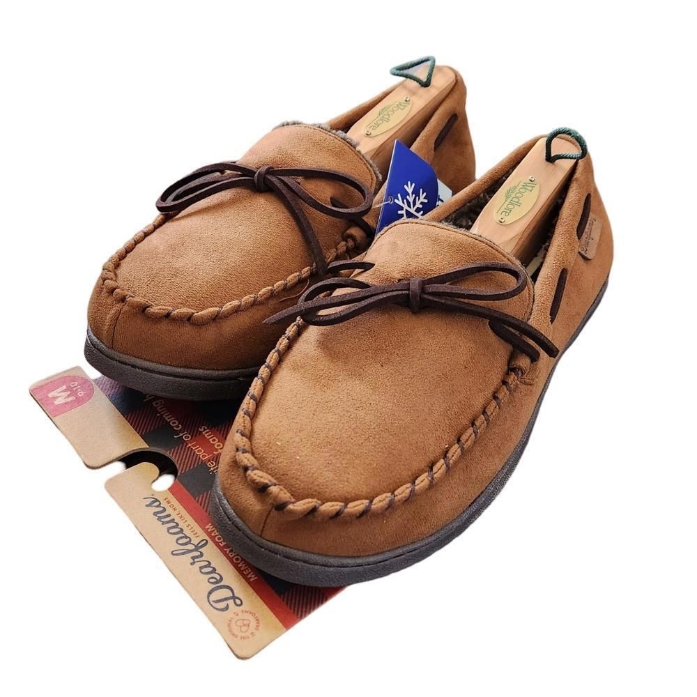 Dearfoams Men's Chestnut Microsuede Moccasin Slippers Size M (910) Nwt